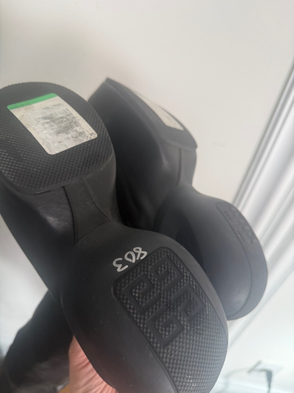 GIVENCHY G-Clog Lambskin Black Leather Over-the-knee Vouge Runway Boots Size 35 - Picture 12 of 16